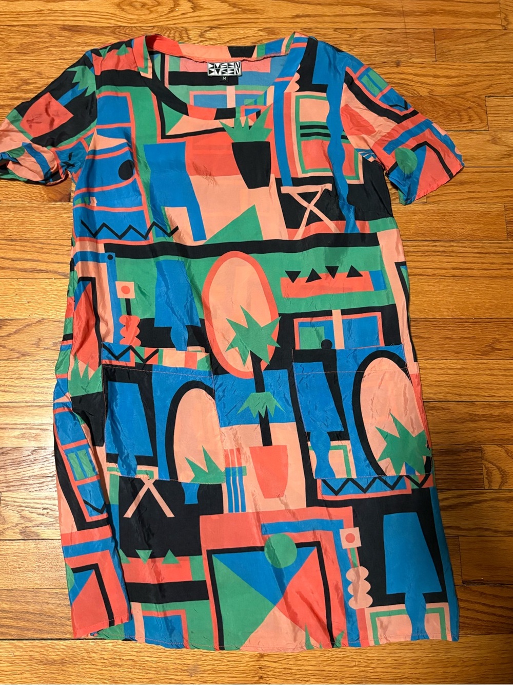 Dusen Dusen Colorblock Geometric Shift Dress - cupro fabric